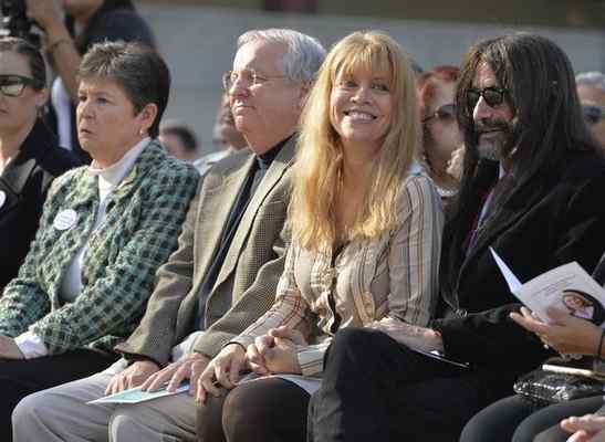 Jenny Oropeza’s sister, Lynne Oropeza, smiles as she sits with other family members during a ceremony naming a school after Jenny in Long Beach on Monday, Nov. 28, 2016. International Elementary School in downtown Long Beach was renamed in honor of Jenny Oropeza. Oropeza, who died in 2010, served Long Beach residents as a member of the city council, LBUSD Board of Education, State Senate and State Assembly.Photo by Scott Varley, Long Beach Press-Telegram/SCNG 